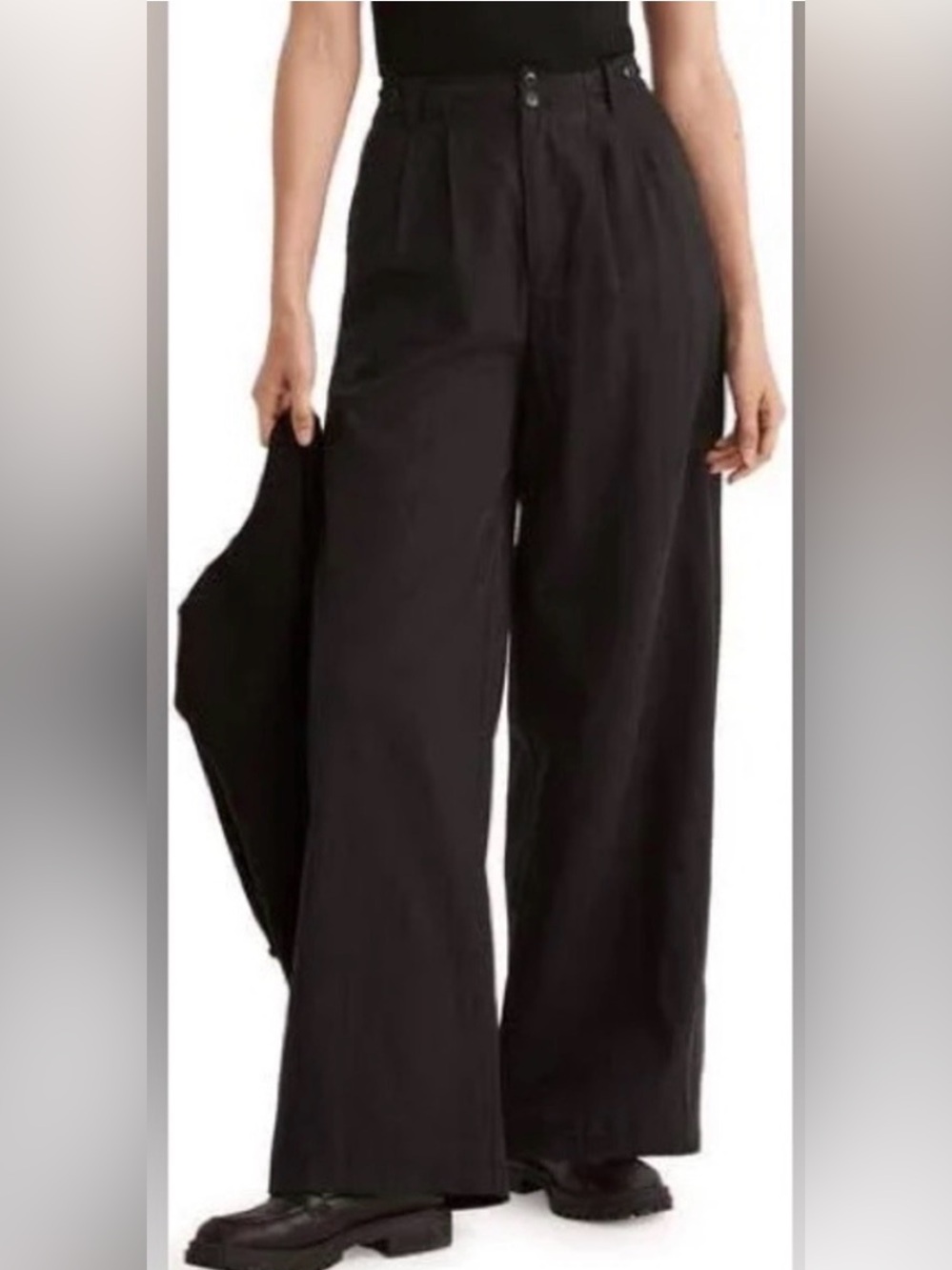 Madewell Harlow Wide Leg High-Waist Black Pants NWT